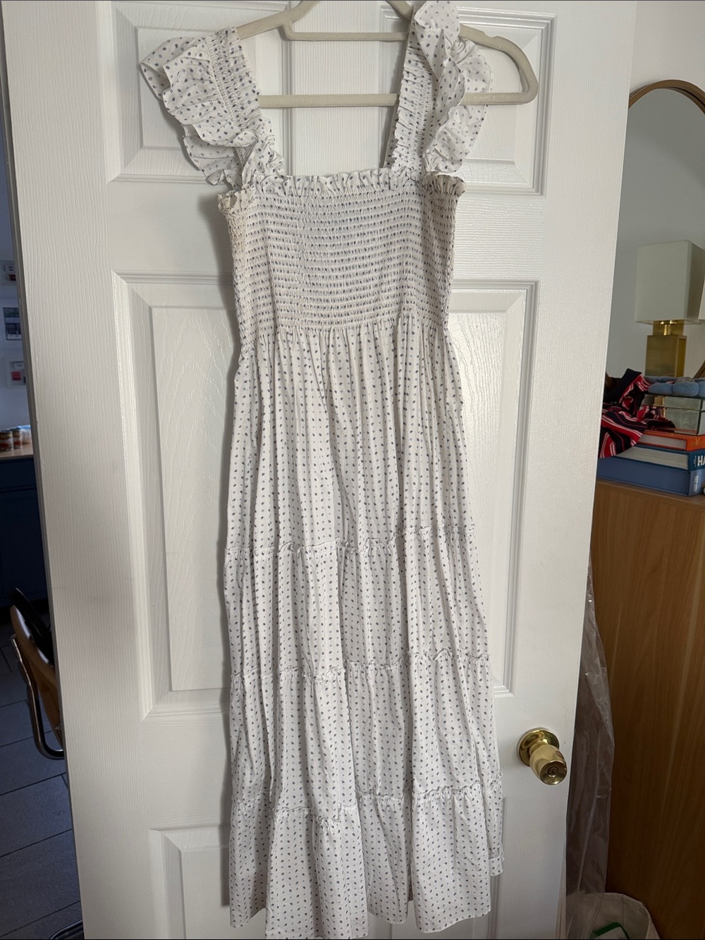 White Smocked Maxi Dress with Ruffle Straps